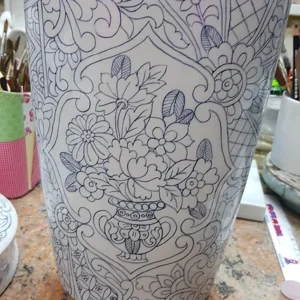 Vaso Bota Médio canetado em azul