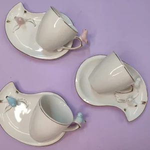 Conjunto Xícaras c/ pires lanche decorada