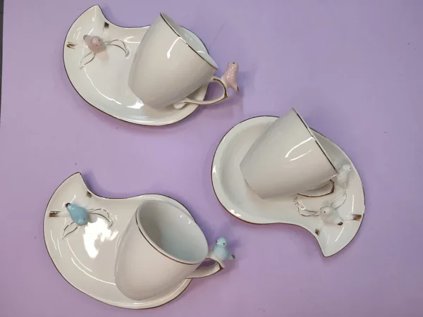 Conjunto Xícaras c/ pires lanche decorada