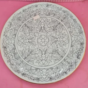 Prato 33 cm canetado e filete em Ouro "Porcelana Turca"
